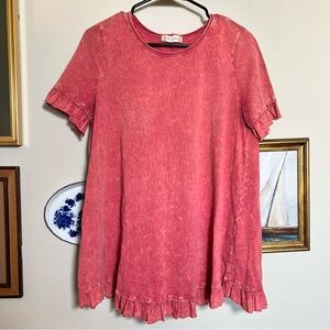 Vintage Washed Ruffle Hem Tunic Medium